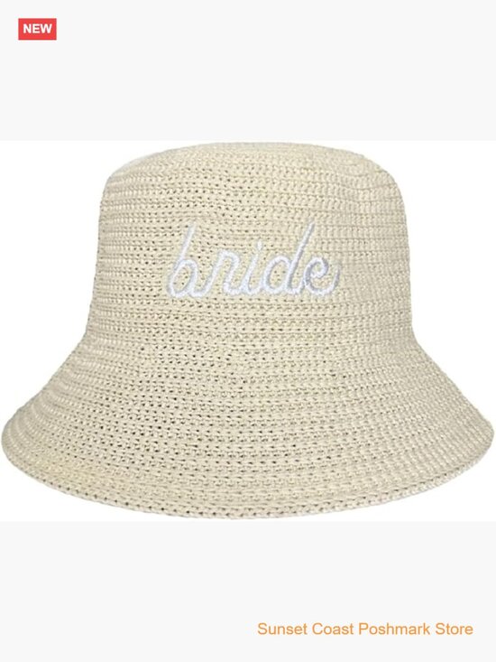 Straw Bucket Hat with Bride Embroidery Bachelorette Party Headwear main image 6
